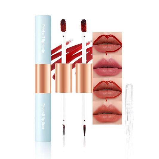 Matte Lip Liner Peel Off Lip Stain, Long Lasting Peel Off Lip Liner Stain, Peel-off Lip Gloss For All Skin Types, Transfer-proof Highly Pigmented Color Waterproof, (04#+05#, Pack of 2)