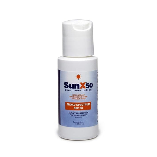 CoreTex Sun X 50 SPF Broad Spectrum Sunscreen Lotion - 1oz Bottle of Paraben, Oxybenzone, Octinoxate, & Oil Free Sunscreen - No White Cast and Water Resistant Up to 80 Minutes