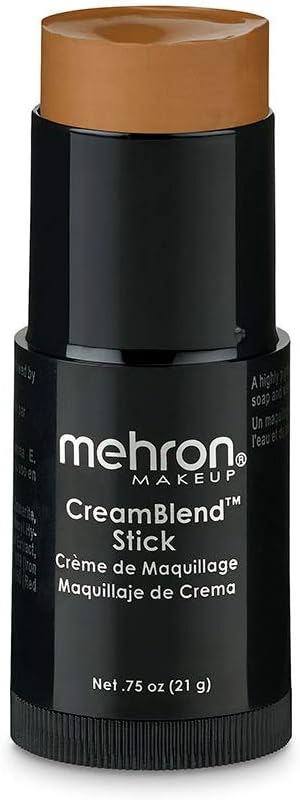 Mehron Makeup CreamBlend Stick | Face Paint, Body Paint, & Foundation Cream Makeup | Body Paint Stick Perfect for Halloween .75 oz (21 g) (Medium/Dark 3)