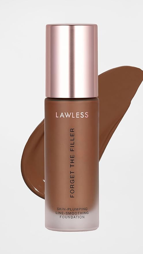 LAWLESS Women's Forget the Filler Skin-Plumping Line-Smoothing Foundation, 28D, ultra deep with warm undertones, 1.0 Ounce