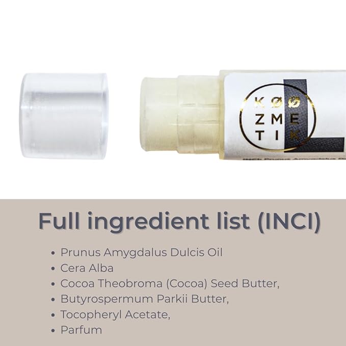 KØØZMETIK L1 Natural Lip Balm | Moisturizing Lip Care with Almond Oil, Cocoa Butter, Shea Butter & Beeswax | Hydrating Repair Formula for Soft & Smooth Lips