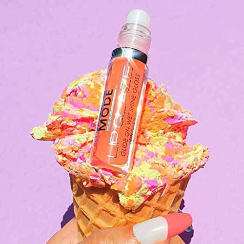 MODE Lip Glaze Flavored Lip Gloss RAINBOW SHERBET Delicious Yummy Flavor, Roll On Sweet Wet Nourishing Shine, Hydrating Natural Skincare Fruit Oils, Made in NY USA