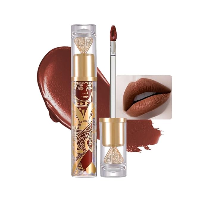 Soft Matte Liquid Lipstick in Warm Terracotta, High Pigment Full Coverage Matte Lip Color, Waterproof Smudge-Proof Non-Transfer Lightweight Liquid Lipstick for Long-Wearing Everyday Makeup 87A