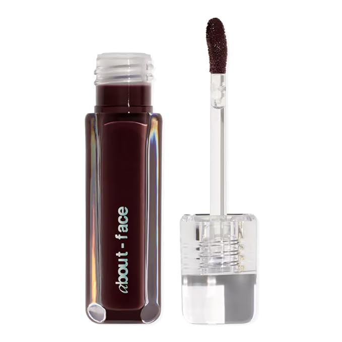 about-face Light Lock Lip Gloss Play Hooky – Non-Sticky, High-Shine Lip Oil Gloss with Coconut Oil, Peppermint & Lavender – Vegan, Cruelty-Free, Clean Beauty – 0.21 oz (Plum Brown)