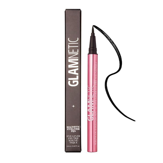 Glamnetic Felt Tip Magnetic Eyeliner Pen - Black 0.025 fl oz | Black Smudgeproof & Waterproof Eyeliner Pen, All-Day Hold for Magnetic Eyelashes, Quick-Drying, Paraben-Free