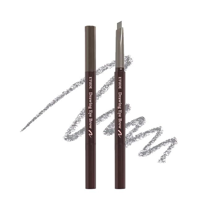ETUDE Drawing Eye Brow, Eyebrow Pencil, Microblading, Long Lasting, Soft Textured Natural Daily Look, Korean Makeup, Beauty, Gray (0.008 Ounce)