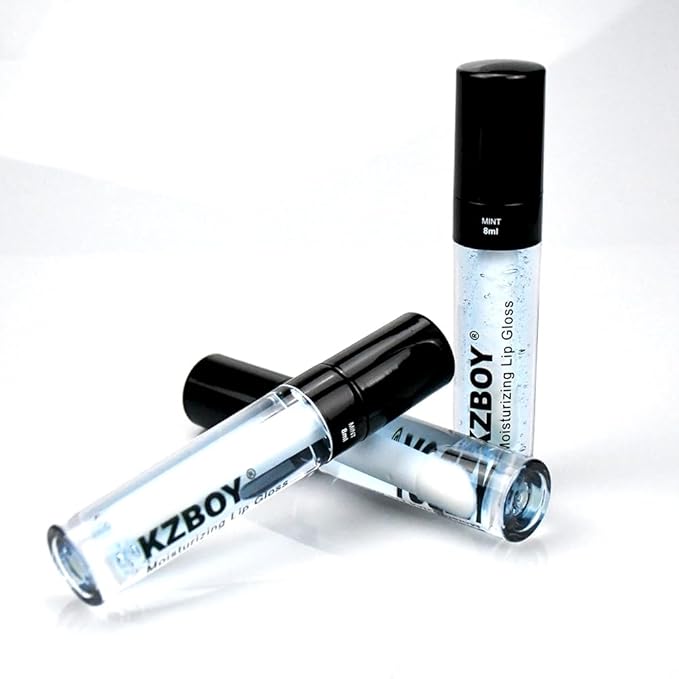 KZBOY Lip Gloss Lip Oil Mint Scented 8ml Moisturizing Lip Gloss for Dry Lips High Shine Smooth Finish Clear Blue Shade(Mint)