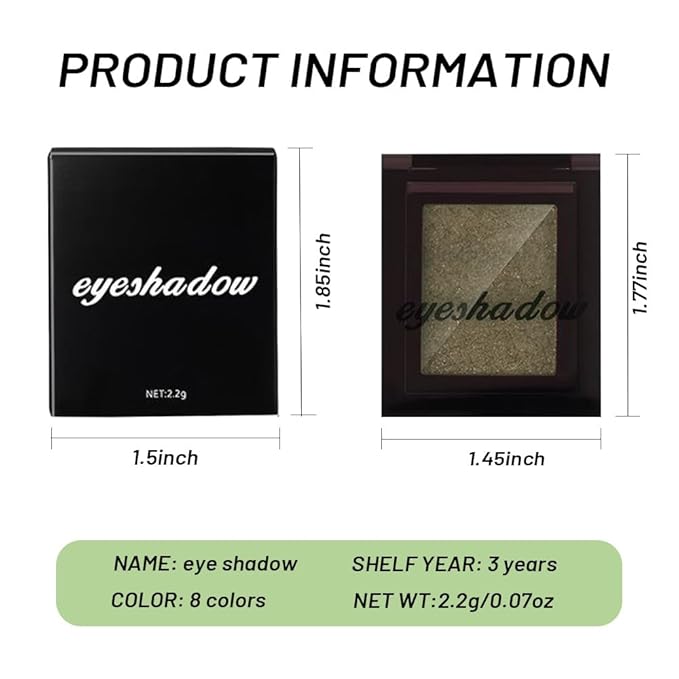 Sparkly Eyeshadow Palette for Women, Single Monochrome Eye Shadow Makeup, Shiny Pressed Cream Powder, Blendable Natural sombras para ojos, Holographic,Vegan,Travel (02-Glitter-Green)