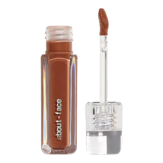 about-face Light Lock Lip Gloss Bitter Half – Non-Sticky, High-Shine Lip Oil Gloss with Coconut Oil, Peppermint & Lavender – Vegan, Cruelty-Free, Clean Beauty – 0.21 oz (Rich Espresso)