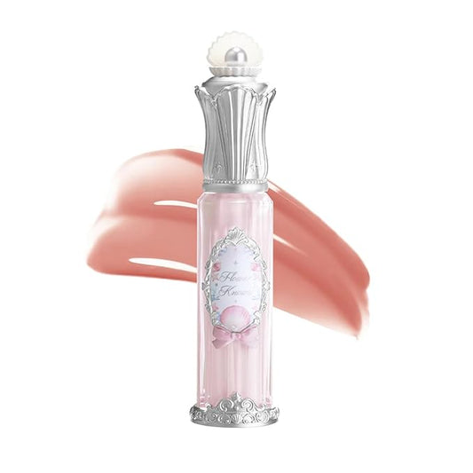Flower Knows Shell's Jewel Nourishing Lip Glaze,Hydrating Pinky Apricot Lip Gloss with Hyaluronic,Moisturizing Plumping Oil,Non-Sticky for Girls & Women,0.16 Fl.Oz(P01 Champagne Pearl)