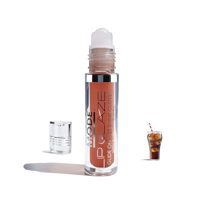 MODE Lip Glaze Flavored Lip Gloss FIZZY COLA POP Delicious Yummy Flavor, Roll On Sweet Wet Nourishing Shine, Hydrating Natural Skincare Fruit Oils, Made in NY USA