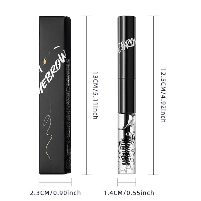 2in1 Semi-Permanent Eyebrow Gel & Lamination Gel, Eeybrow and Lash Gel, Lightweight and Waterproof Tinted Brow Gel For Up To 24HR Hold, Built-In Styling Comb - Clear Eyebrow Gel (08#Black)