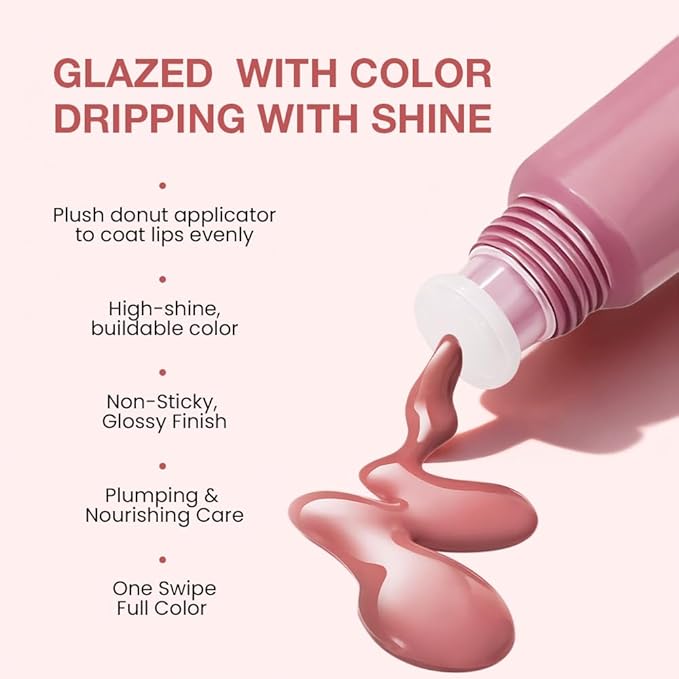 Lip Tinted Glowy Balm Hydrating Tinted Lip Serum Lip Gloss, Ultra-Hydrating Natural Vegan Lip Balm, Sheer-Tinted Shine & Hydration, Soothes & Softens Dry Lips Skincare (Warm Rose)