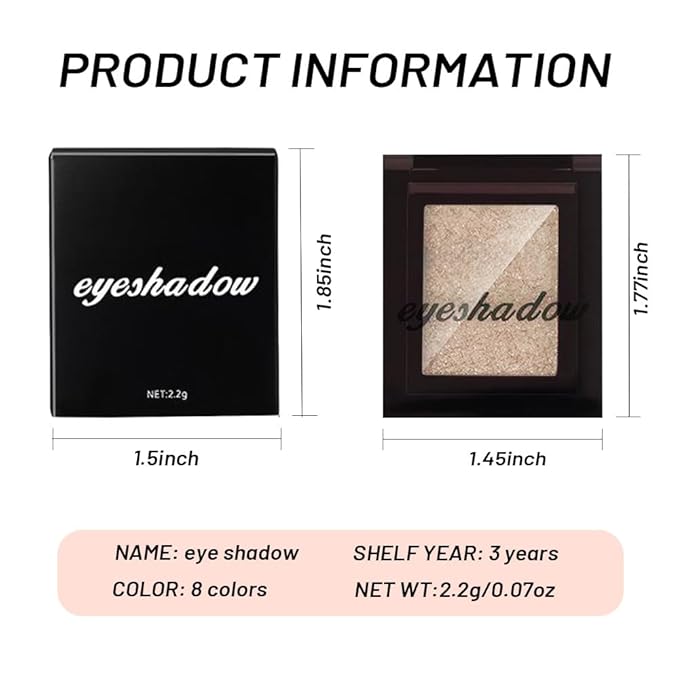 Sparkly Eyeshadow Palette for Women, Single Monochrome Eye Shadow Makeup, Shiny Pressed Cream Powder, Blendable Natural sombras para ojos, Holographic,Vegan,Travel (06-Glitter-Rose Glod)