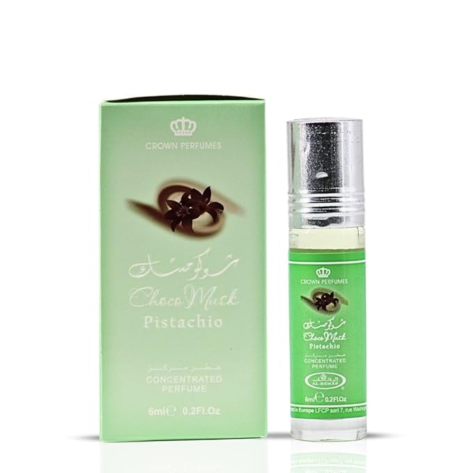 Al-Rehab Choco Musk Pistachio Perfume Oil Roll-On - 6ml (0.2 oz) | Nutty Gourmand Fragrance with Pistachio, Chocolate & Vanilla | Sweet, Creamy & Addictive | Long-Lasting Scent for Women & Men