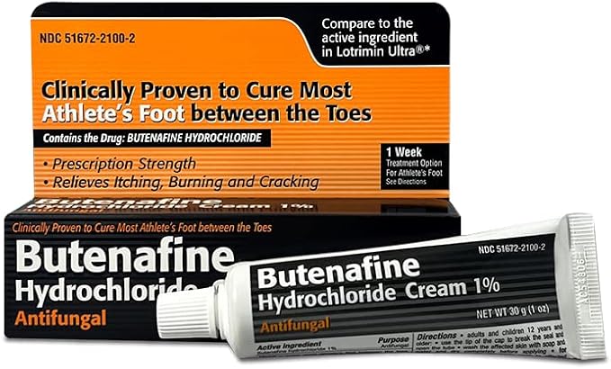 Butenafine Hydrochloride AntiFungal Cream 1%, to Cure Most Athlete's Foot Between The Toes