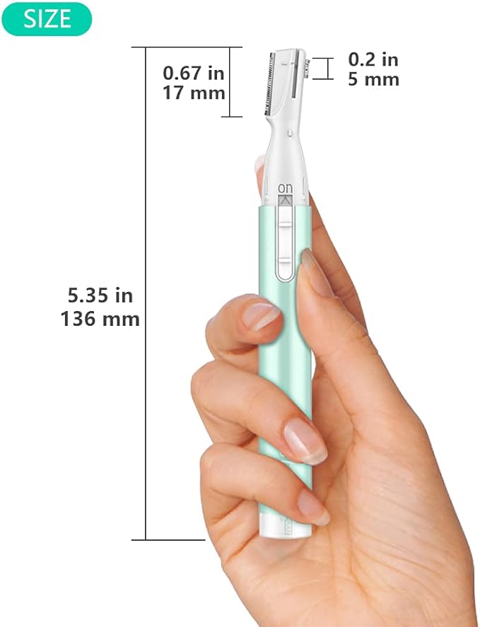 Funstant Eyebrow Trimmer for Women, Precision Facial Hair Trimmer for Chin, Lips, Neck, Upper Lip & Cheeks, Battery Operated Dual-Blade Groomer with Comb Attachment, Painless Portable Electric Shaper