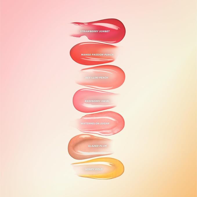 Gisou Honey Infused Hydrating Lip Oil, Nourishing Lip Moisturizer for Dry Lips (Raspberry Swirl)