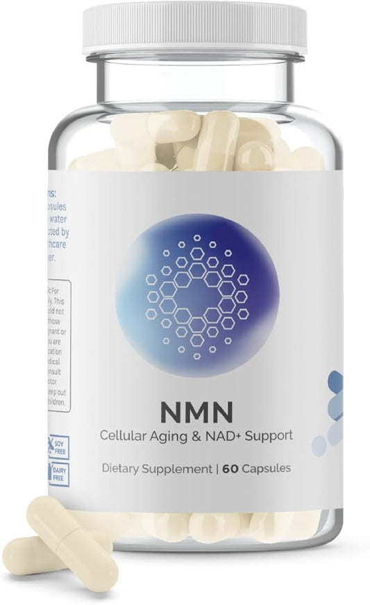 InfiniWell NMN Supplement - NAD+ Supplement Alternative with Resveratrol & Pterostilbene - Supports NAD+ Production - Anti Aging Support for Brain, Heart & Digestion (60 Capsules)