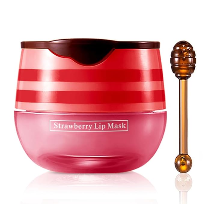 Strawberry Lip Balm Lip Mask, Hydrate Repair Prevent Dry Cracked Lip, Effective Reduces Lip Lines, Vitamin E Moisturizing Propolis Sleeping Lip Care