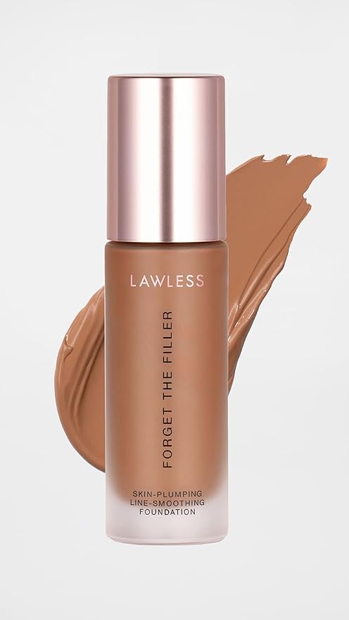 LAWLESS Women's Forget the Filler Skin-Plumping Line-Smoothing Foundation, 22T, tan deep with deep-warm undertones, 1.0 Ounce