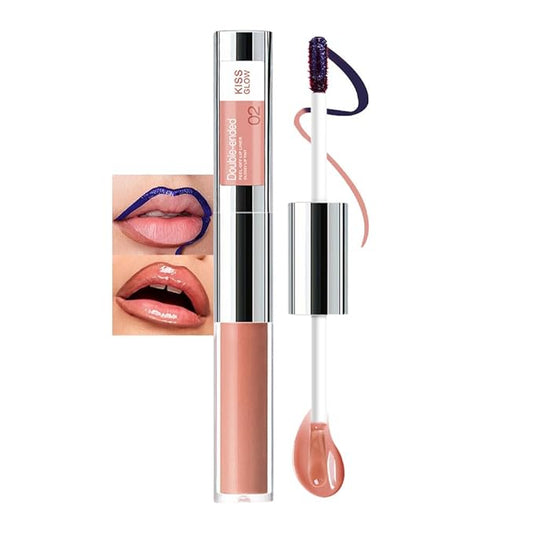 Peel Off Lip Liner & Gloss,Long-Lasting Smudge-Proof Warm Caramel Nude Lip Tint&Lip Stain Liner Hydrating High Shine Gloss for Defined, Fuller Nude Lips Waterproof, Transfer-Proof Soft Glam Lip Makeup