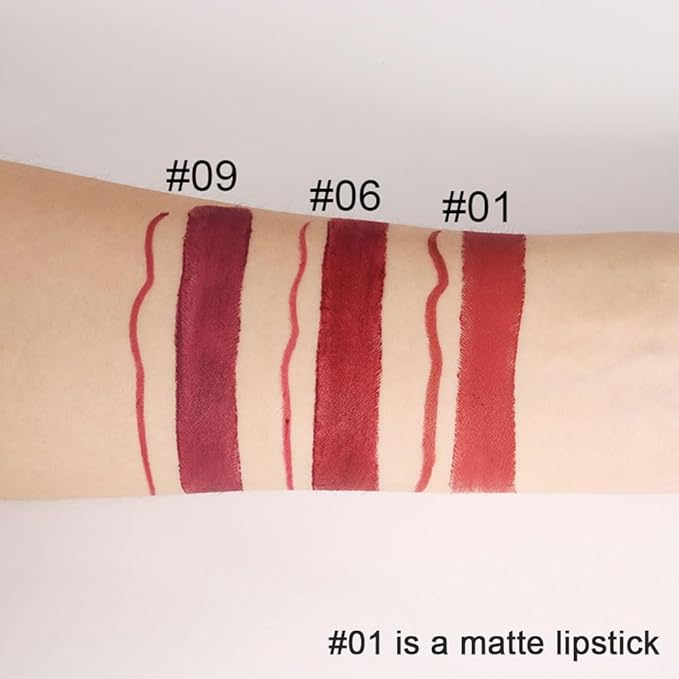 evpct 1Pcs Ruby Red Lip Liner and Lipstick Set Kit for Women Matte Lips Kit with Lip Liner Lip Stains Long Lasting Waterproof 24 Hour Lipstick and Lip Liners Combo Lipliners Pencil Set 01#
