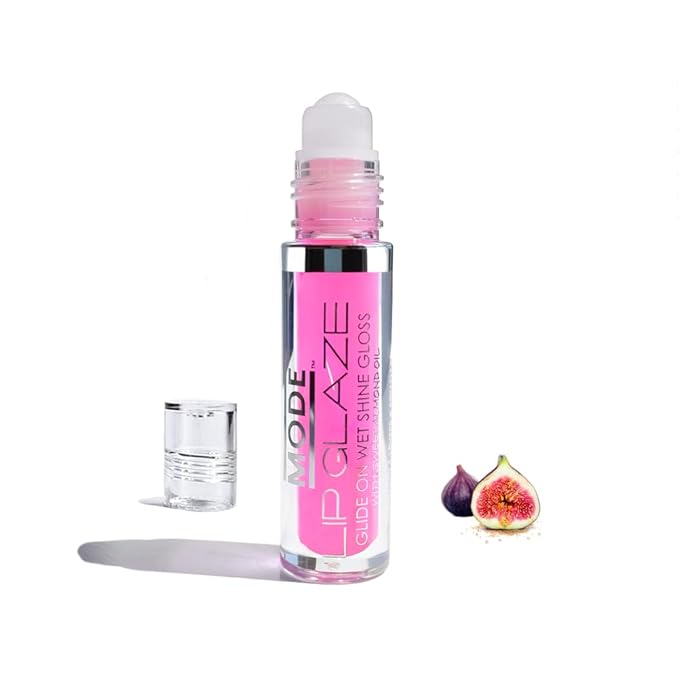 MODE Lip Glaze Flavored Lip Gloss Yummy SUGARED FIG Flavor Roll On Sweet Wet Nourishing Glossy Shine, Hydrating Natural Skincare Fruit Oils