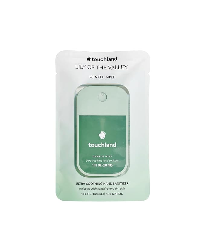 Touchland Gentle Mist Ultra-Soothing Hand Sanitizer Spray, Lily Of The Valley scented, 1FL. OZ. Travel Size