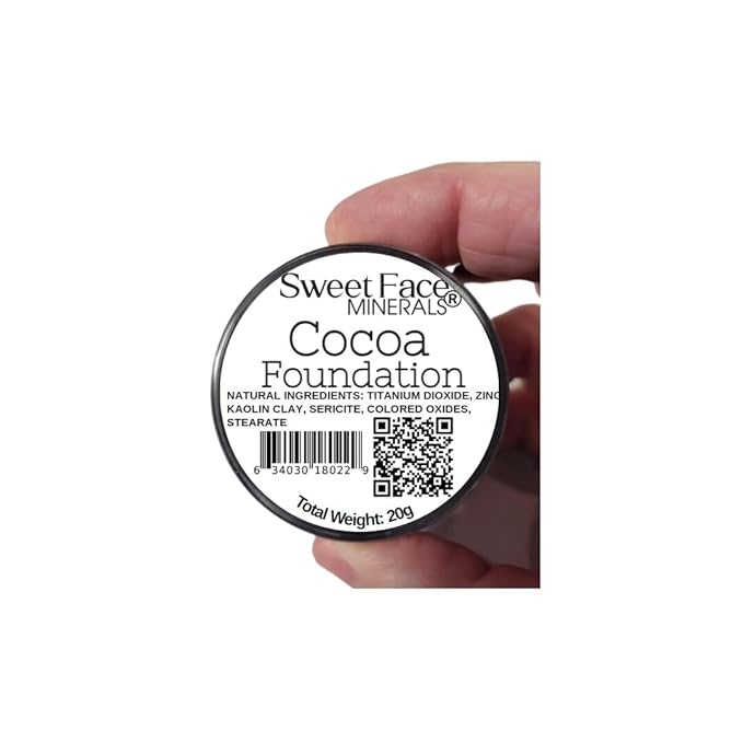 COCOA FOUNDATION (20g Mid Size Sifter Jar) – Mineral Loose Powder Foundation – Lightweight, Matte Finish, Long Lasting – Sweet Face Minerals, SPF 30