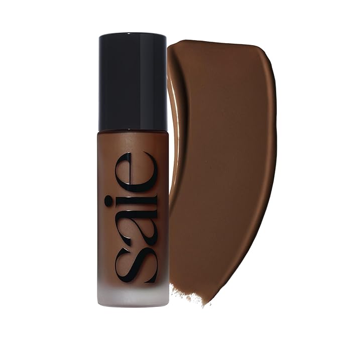 Saie Glowy Super Skin Tint Liquid Foundation - Weightless + Dewy Foundation with Lightweight Medium Coverage - Hydrating Face Makeup + Skin Care Serum Hybrid with Hyaluronic Acid - Shade 35 (1.01 oz)