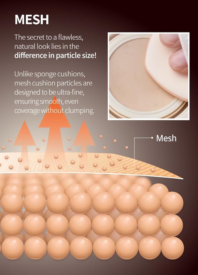 BEAUDIANI Natural Coverage – Mesh Tight Up Cushion – Korean Cushion Foundation, Semi-Matte Radiance, Long-lasting, Travel-Friendly Design (01 Light Beige)