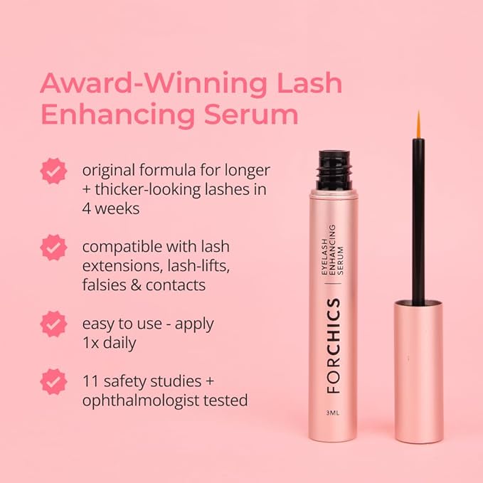 ForChics 24/7 Lash System - Growth Serum + Nourishing Mascara Bundle - Hormone-Free Day & Night Treatment for Longer, Thicker Lashes in 2 Weeks - Natural, Vegan [Duo]