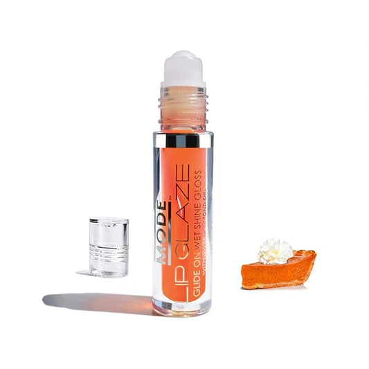 Mode Cosmetics Lip Glaze – PUMPKIN CHIFFON PIE Flavored Gloss Roll On Wet Shine, Sweet Almond, Areni Noir & Wild Rose Natural Skincare Fruit Oils Vegan, No Cruelty, NY Made, 4ml
