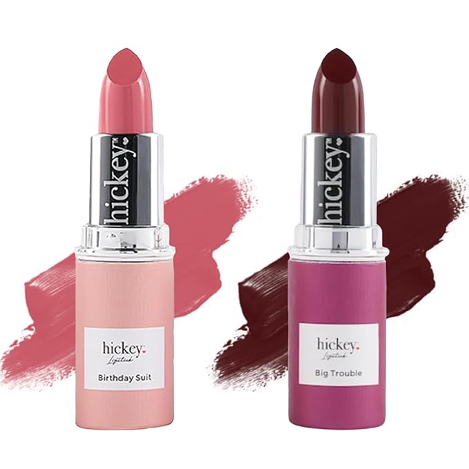 Hickey Lipstick Refill Set: Birthday Suit & Big Trouble Berry Wine –Long Lasting Lipstick for Women-Vegan, Gluten-Free, Highly Pigmented