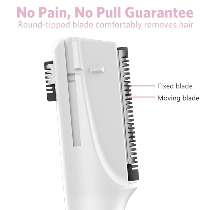 Funstant Upgraded Eyebrow Trimmer, Precision Electric Eyebrow Razor for Women Battery-Operated Facial Hair Remover with Comb No Pulling Sensation Painless for Face Chin Neck, Upper-Lip, Peach-Fuzz