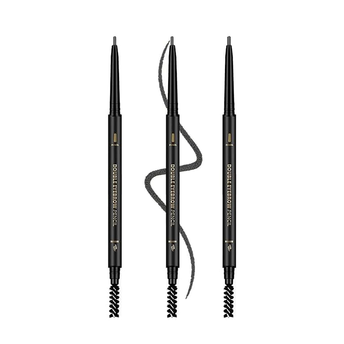 O'CHEAL 3Pcs Grey Eyebrow Pencils for Women, Premium Eye Brow Pencil with Spoolie Brush, Longwearing for Perfect Brows, Professional, Precision, Defines, Universal Waterproof Double-ended Eyebrow Pen