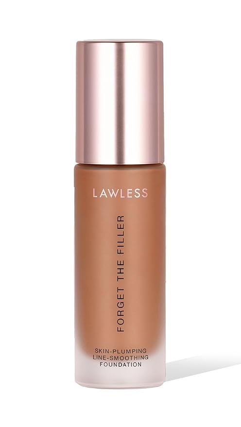 LAWLESS Women's Forget the Filler Skin-Plumping Line-Smoothing Foundation, 20T, tan deep with neutral-warm undertones, 1.0 Ounce