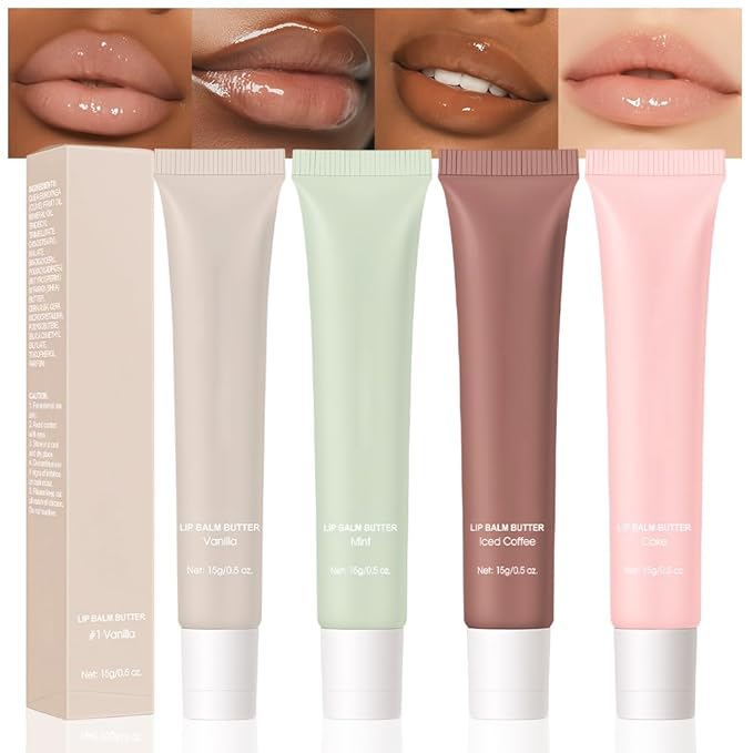 4 Pcs Summer Special Lip Butter Lip Balm, Ultra-Hydrating Natural Vegan Lip Balm, Sheer-Tinted Shine & Hydration Lip Care, Soothes & Softens Dry Lips Skincare, Bálsamo labial hidratante (#1+2#+3#+4#)