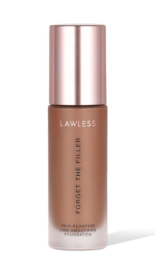 LAWLESS Women's Forget the Filler Skin-Plumping Line-Smoothing Foundation, 25D, deep with cool-neutral undertones, 1.0 Ounce