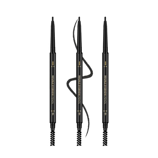O'CHEAL 3Pcs Black Eyebrow Pencil, Premium Eye Brow Pencil with Spoolie Brush, Longwearing for Perfect Brows, Professional, Precision, Defines, Universal Waterproof Double-ended Eyebrow Pen for Women