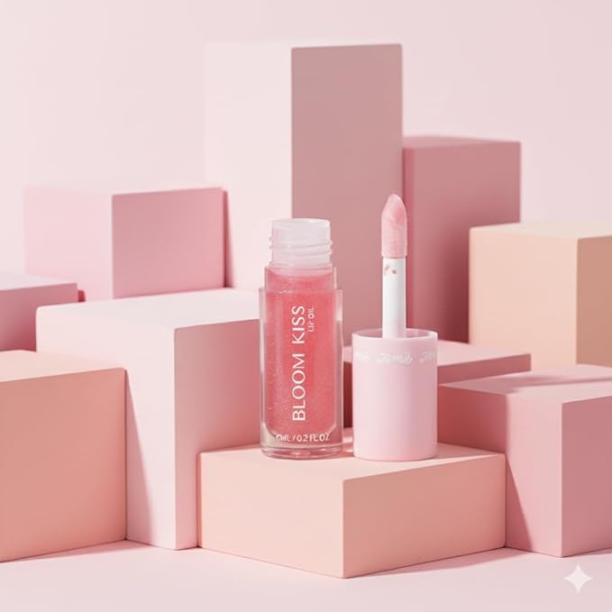 Miss Lil USA Bloom Kiss Lip Oil, Nourishing Hydrating High-Shine Lip Oil Gloss, Lightweight Non-Sticky Formula for Soft Glossy Lips, Vegan & Cruelty-Free (Aria)