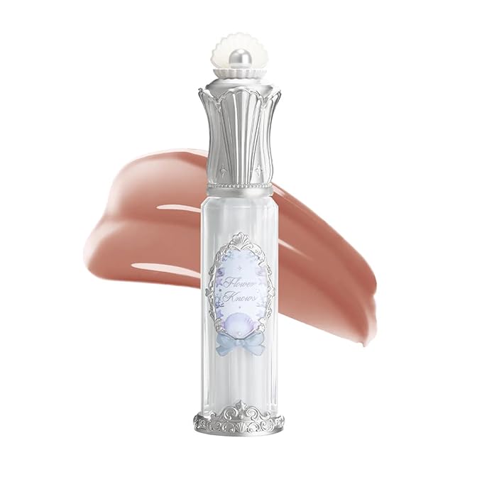 Flower Knows Shell's Jewel Nourishing Lip Glaze,Hydrating Taupe Nude Lip Gloss with Hyaluronic,Moisturizing Plumping Oil,Non-Sticky for Girls & Women,0.16 Fl.Oz(P08 Coconut Latte)