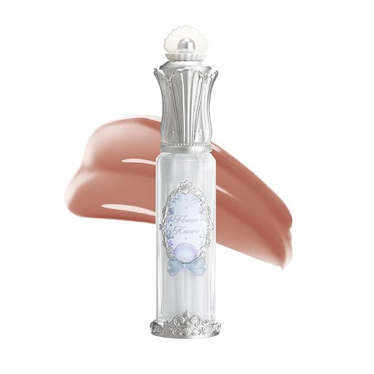 Flower Knows Shell's Jewel Nourishing Lip Glaze,Hydrating Taupe Nude Lip Gloss with Hyaluronic,Moisturizing Plumping Oil,Non-Sticky for Girls & Women,0.16 Fl.Oz(P08 Coconut Latte)