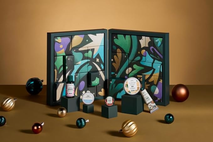 The Body Shop Classic Beauty Advent Calendar- 24 Piece Gift Set, Includes Creams & Gels for Shower & Body, Hand Balms and More