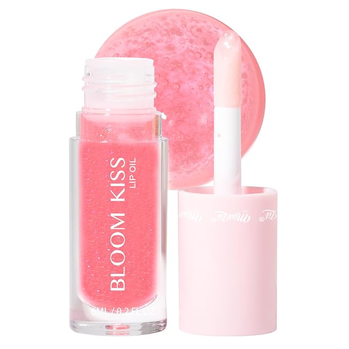 Miss Lil USA Bloom Kiss Lip Oil, Nourishing Hydrating High-Shine Lip Oil Gloss, Lightweight Non-Sticky Formula for Soft Glossy Lips, Vegan & Cruelty-Free (Aria)