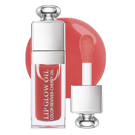 GECOMO Hydrating Lip Glow Oil, Moisturizing Lip Glow Oil, Nourishing Glossy Transparent Lip Oil, Plumping Lip Oil, Lip Balm, Non-sticky Tinted Toot Lip Balm for Lip Care (ROSEWOOD) 0.2 OZ
