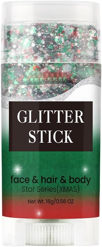 Body Glitter Stick, Perfect Sparkling Christmas Hair & Face Glitter Makeup Neon Outfit Singer Concert Music Rave Festival Accessories.