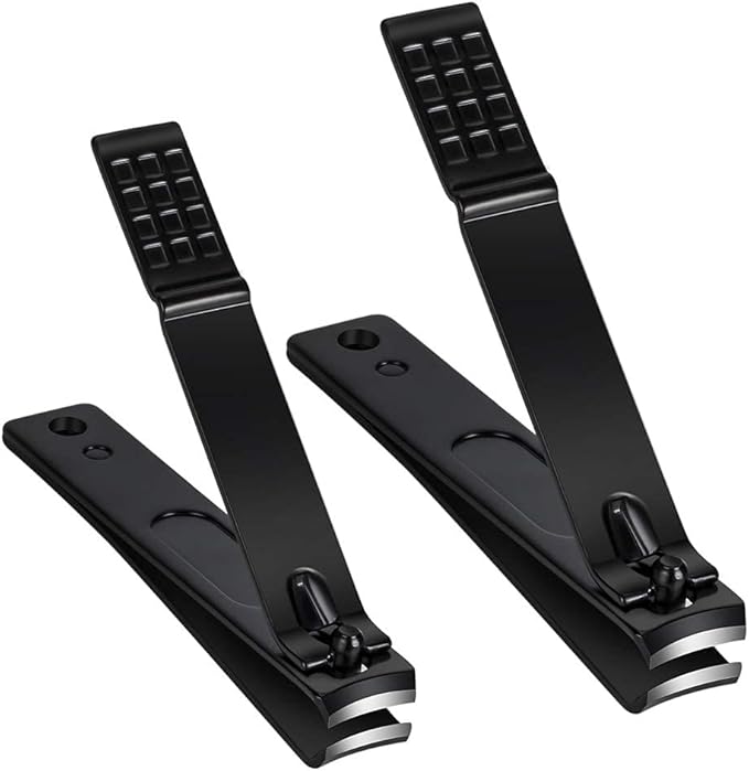 Nail Clippers Set, Sharp Stainless Steel Fingernail Clipper & Toenail Clippers, Black Nail Cutter, Large and Small 2 Piece Set.