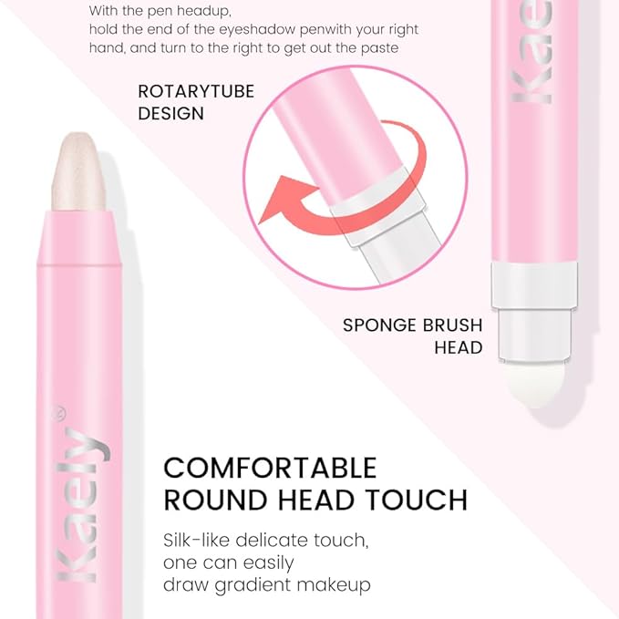 2in1 Shimmer Cream Eye Shadow Stick -Pearl Shimmer, Eyeliner Pencil Eyeshadow Palette Makeup, Waterproof Long Lasting Brightener, Crease Proof & Smudge Resistant, Cream Eyeshadow with Built-in Smudger